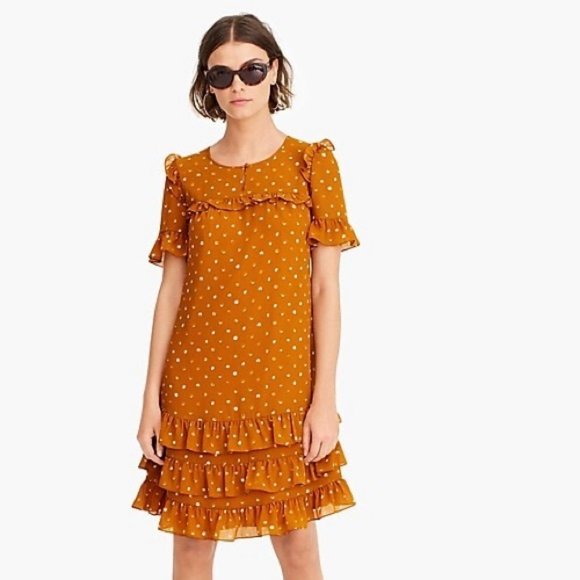 NWT J.Crew Point Sur Ruffle Dress Crinkle Chiffon - Picture 1 of 12